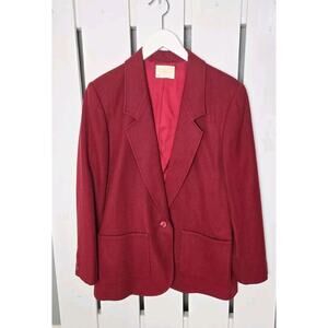 Pendleton Women Red Wool Blazer Jacket Dark Red 14‎ USA Academia Preppy Career